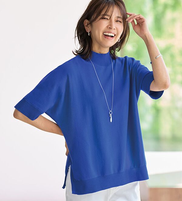 BELLUNA（ベルーナ）の「ガシガシ洗える！涼しげ夏用ドルマンニット（ニット・セーター）」｜詳細画像