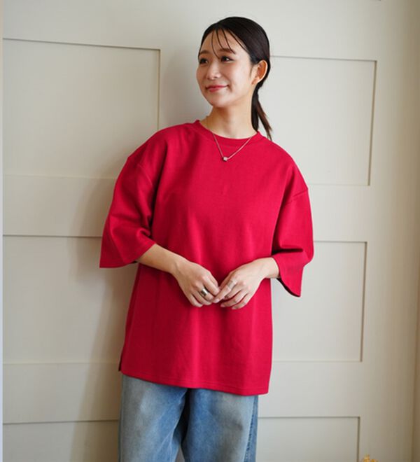 A HAPPY MARILYN（アハッピーマリリン）の「【Ｍ～８Ｌ】名品！「３つのシルエット」と「長袖／半袖」から選べる 綿混 ベーシック Ｔシャツ（Tシャツ）」｜詳細画像