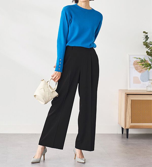 BELLUNA（ベルーナ）の「サマ見え！美脚タック使いワイドパンツ（ワイドパンツ・ガウチョ）」｜詳細画像