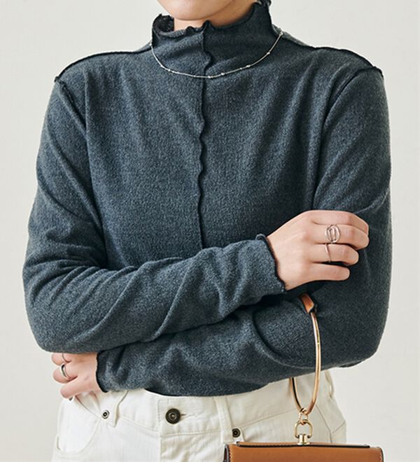 RANAN（ラナン）の「前後２ＷＡＹ！メロウ使いニットソーフリルプルオーバー（カットソー）」｜詳細画像