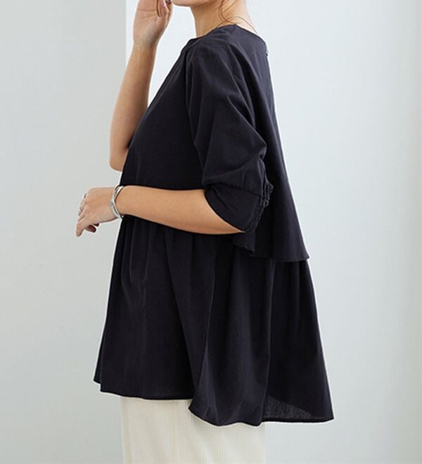 GeeRA（ジーラ）の「【華奢見え】羽織にもなる！ペプラムシャツチュニック（チュニック）」｜詳細画像