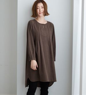 BELLUNA（ベルーナ）の「コーデュロイ素材ピンタック使いワンピース（その他ワンピース）」｜モカブラウン