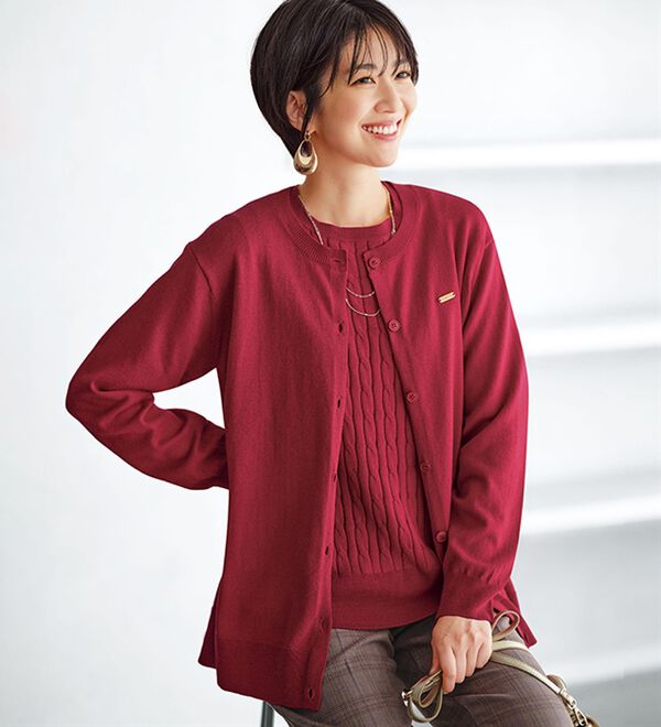 軽やか綿混！クルーネックカーディガン - ベルーナ【公式】