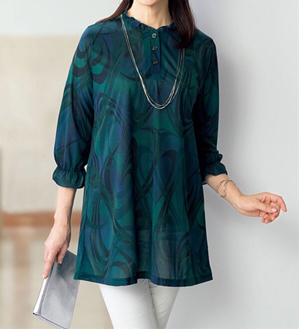 ルフラン（ルフラン）の「国産エスパンディチュニック＜藍彩～あいさ～＞（チュニック）」｜ブルー系