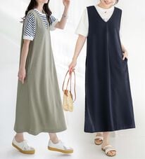 BELLUNA（ベルーナ）の「【２点セット】ロゴＴシャツ付ワンピースアンサンブル（アンサンブル）」