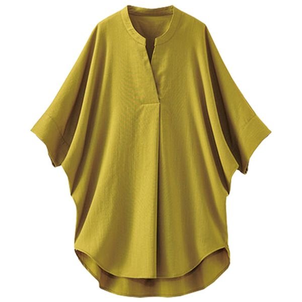 BELLUNA（ベルーナ）の「ヒンヤリ！麻調スラブ素材ドルマンシャツチュニック（チュニック）」｜詳細画像