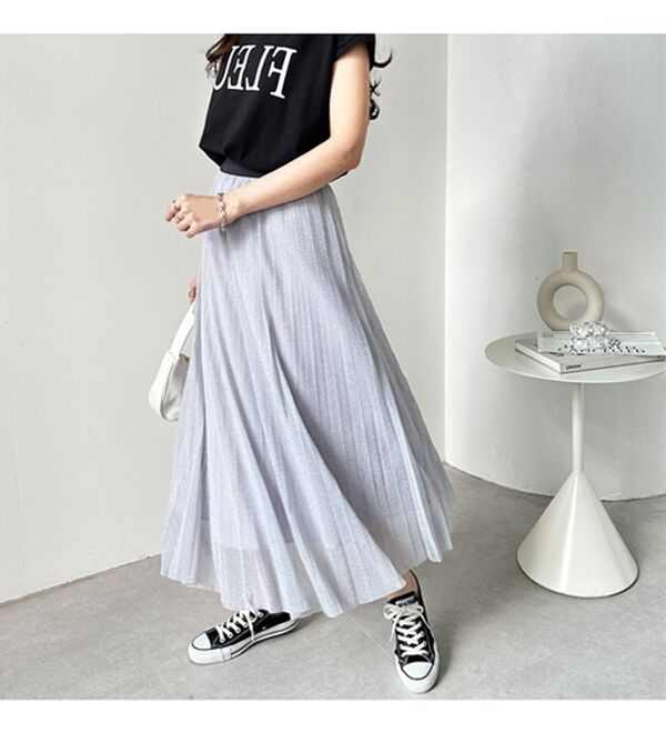 GeeRA（ジーラ）の「ラメプリーツロングスカート（ロングスカート）」｜詳細画像