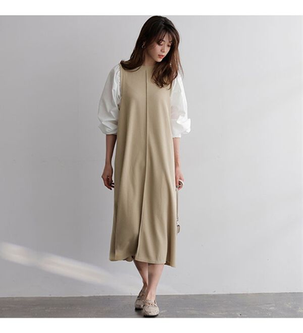 GeeRA（ジーラ）の「袖異素材カットソーワンピース（カットソーワンピース）」｜詳細画像