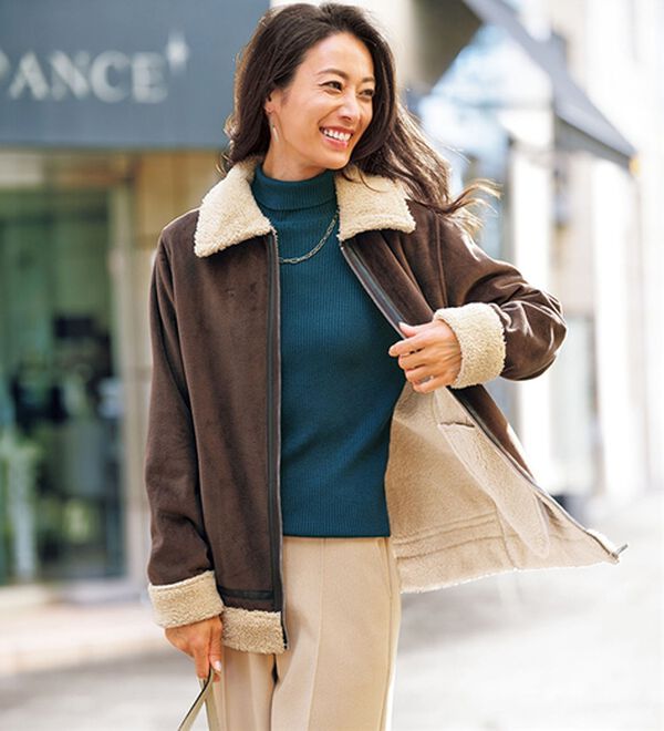 BELLUNA（ベルーナ）の「防風ベロア素材ミドル丈コート（ブルゾン）」｜詳細画像