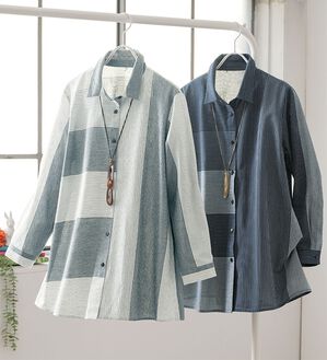 ルフラン（ルフラン）の「【２色組】日よけに便利な綿１００％シャツジャケット（シャツ）」｜詳細画像