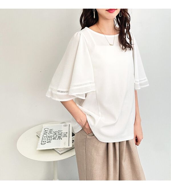 GeeRA（ジーラ）の「シアー切替フレアー袖Ｔブラウス（ブラウス）」｜詳細画像