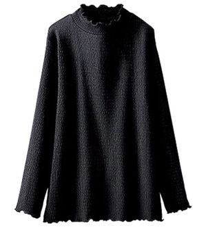 BELLUNA（ベルーナ）の「ジャカード素材メローデザインプルオーバー（カットソー）」｜黒