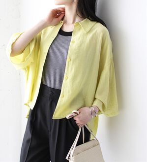 GeeRA（ジーラ）の「ワッシャーポプリンブラウス（ブラウス）」｜ライム