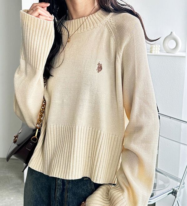 GeeRA（ジーラ）の「【ＵＳ．ＰＯＬＯ　ＡＳＳＮ】ショート丈ニット（ニット・セーター）」｜詳細画像