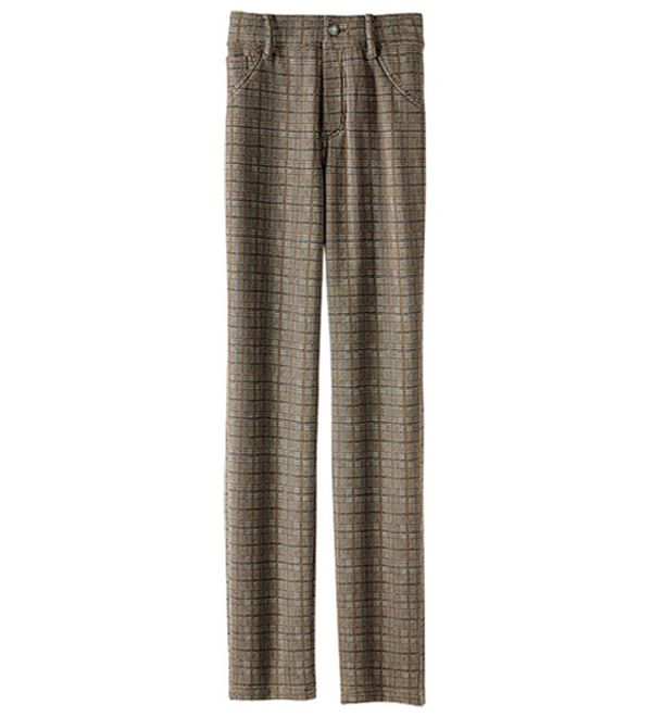 BELLUNA（ベルーナ）の「ポカポカすっきり！あったか裏ファーパンツ（フルレングスパンツ）」｜ベージュ系グレンチェック