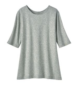 「汗染み対策綿１００％リブ素材５分袖プルオーバー（肌着・インナーウェア）」｜杢グレー