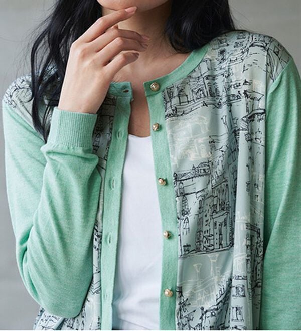 RANAN（ラナン）の「スカーフプリントニットカーディガン（ニットカーディガン）」｜詳細画像