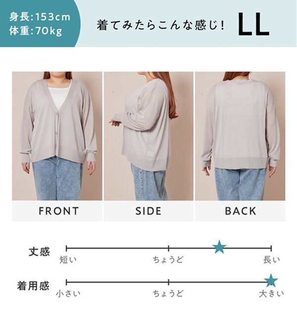 Viola e Viola（ヴィオラ エ ヴィオラ）の「【ＵＶカット】さらっと軽いＶネックサマーニットカーディガン（ニットカーディガン）」｜詳細画像