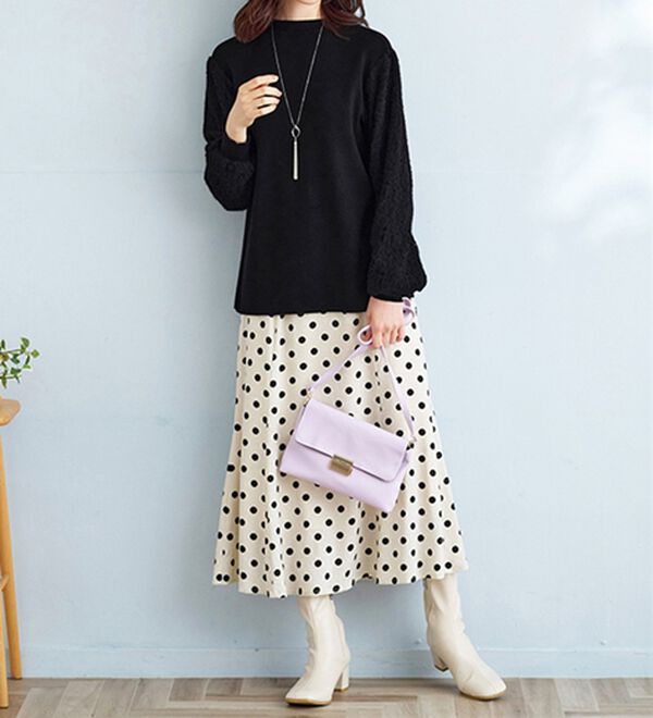 BELLUNA（ベルーナ）の「袖起毛レースニットプルオーバー（ニット・セーター）」｜詳細画像