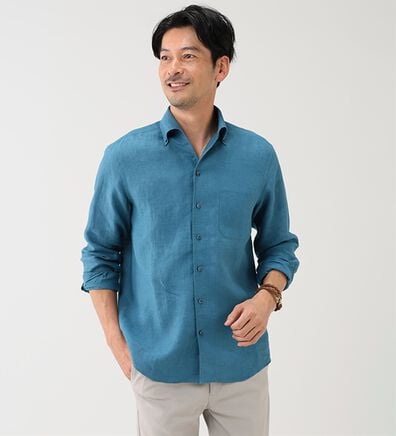 「＜コムルヴァン・オム＞大人のフレンチリネン１００％シャツ（メンズシャツ）」