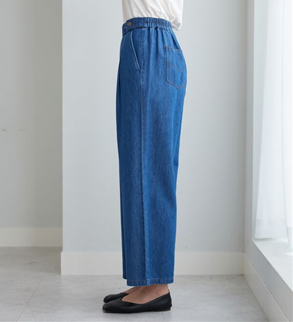 BELLUNA（ベルーナ）の「やわらかデニム素材ボタン使いワイドパンツ（ワイドパンツ・ガウチョ）」｜詳細画像