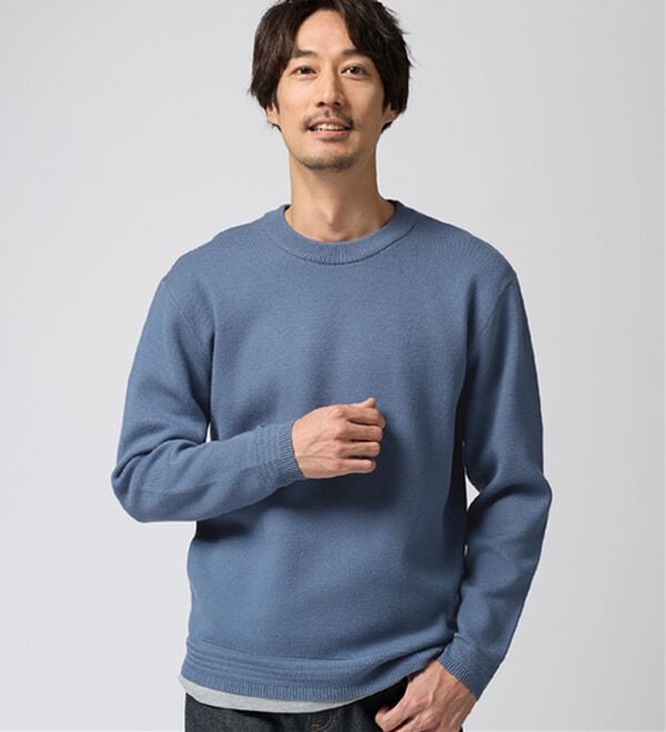 REMEN'S（リメンズ）の「【洗える】やわらかタッチクルーネックセーター（メンズニット・セーター）」｜クスミブルー
