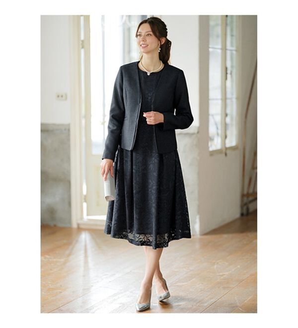 BELLUNA（ベルーナ）の「花柄オパール素材ワンピースアンサンブル（ワンピースセットスーツ）」｜詳細画像