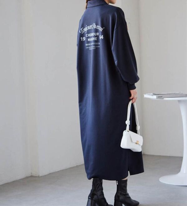 RANAN（ラナン）の「バックプリントポロ襟裏毛ワンピース（その他ワンピース）」｜詳細画像