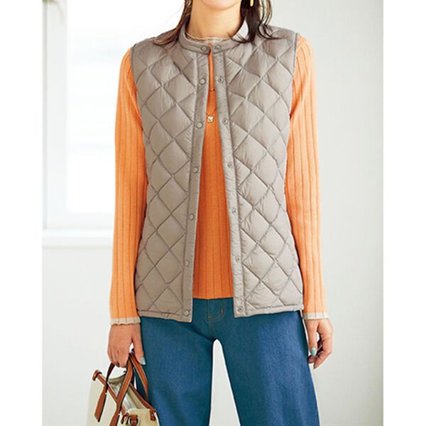 BELLUNA（ベルーナ）の「洗える！キルト柄軽量ダウンベスト（ベスト）」｜詳細画像