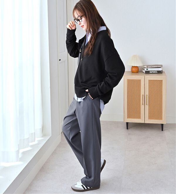 Viola e Viola（ヴィオラ エ ヴィオラ）の「抜け感！ハーフジップ大人スウェット（トレーナー・スウェット）」｜詳細画像