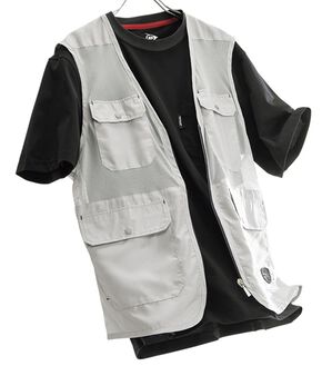 「＜ダンロップ・リファインド＞まるごとメッシュ！ベスト＆Ｔシャツセット（メンズベスト）」｜シルバーグレーセット