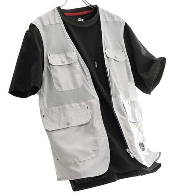 「＜ダンロップ・リファインド＞まるごとメッシュ！ベスト＆Ｔシャツセット（メンズベスト）」｜シルバーグレーセット