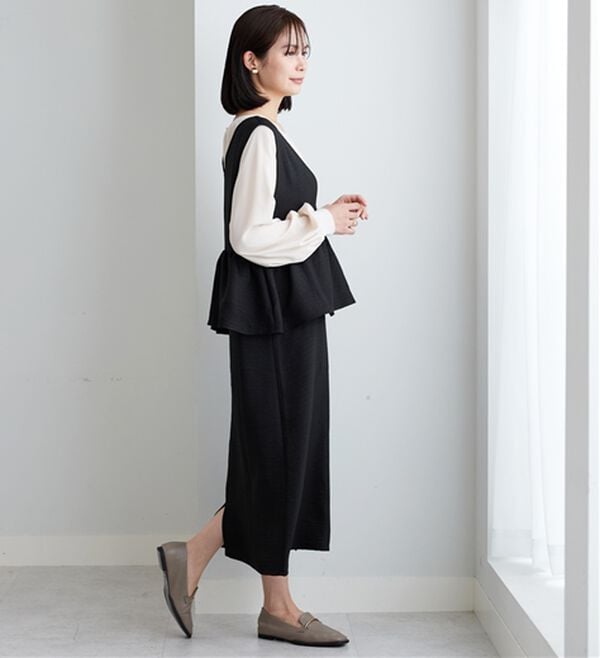 BELLUNA（ベルーナ）の「体型カバー！ペプラムジャンパースカート（ジャンパースカート）」｜詳細画像