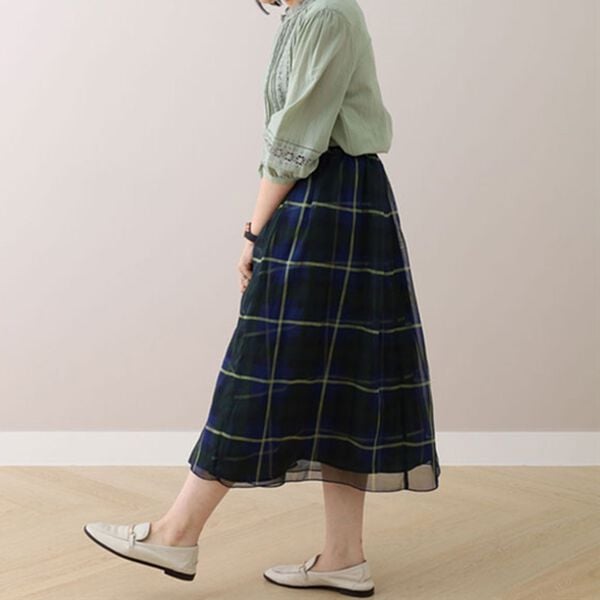 BELLUNA（ベルーナ）の「チェック柄プリントスカート（ロングスカート）」｜詳細画像