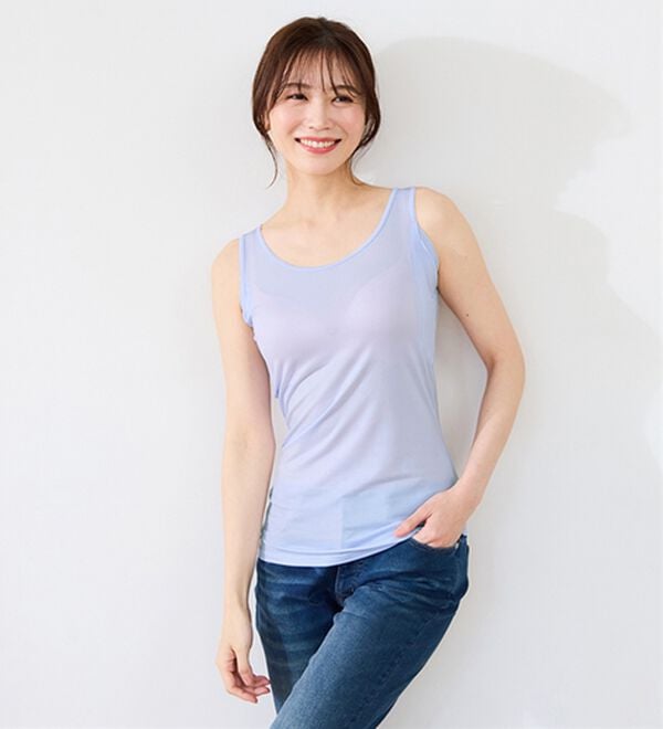 LAVIENNE（ラヴィエンヌ）の「【暑がりさん必見！】瞬間ひんやり冷感！タンクトップインナー＜さらりラボ＞（肌着・インナーウェア）」｜詳細画像