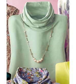 BELLUNA（ベルーナ）の「テンセル（ＴＭ）繊維・コットンプリントプルオーバー（カットソー）」｜セージ