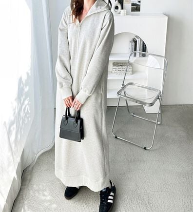 GeeRA（ジーラ）の「【あったか裏起毛】ハーフジップパーカーワンピース（カットソーワンピース）」