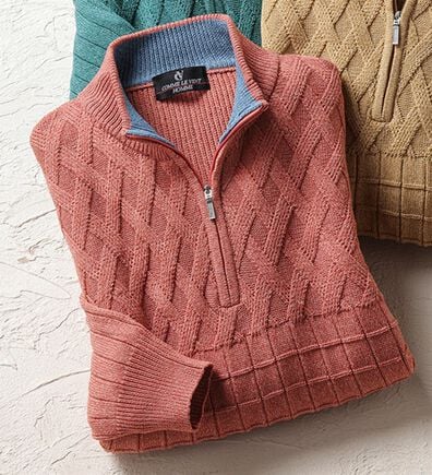 「＜コムルヴァン・オム＞気軽におしゃれ杢調ハーフジップセーター（メンズニット・セーター）」