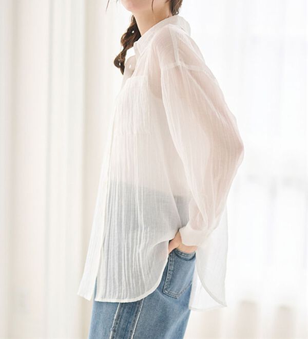 RANAN（ラナン）の「バックスリットシアーシャツ（シャツ）」｜ホワイト