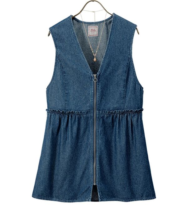 ルフラン（ルフラン）の「【２色組】甘辛ミックス夏デニムのチュニックベスト（ベスト）」｜詳細画像