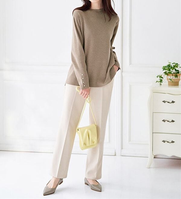 BELLUNA（ベルーナ）の「もちもち袖ボタンニットプルオーバー（ニット・セーター）」｜詳細画像