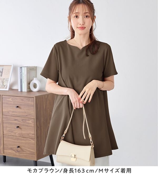 alotta（アロッタ）の「【接触冷感】さらっと快適！高見えフレアーロングチュニックＴシャツ（チュニック）」｜詳細画像