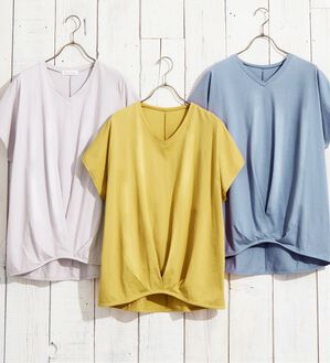 Viola e Viola（ヴィオラ エ ヴィオラ）の「綿１００％ゆったり裾タックＴシャツ（Tシャツ）」｜詳細画像