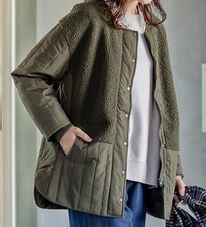 BELLUNA（ベルーナ）の「ボア切替キルトデザインミドル丈コート（ハーフコート）」