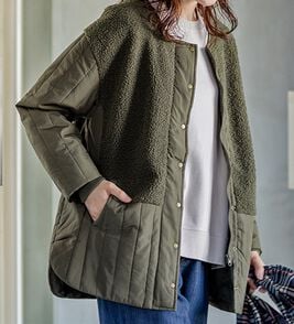 BELLUNA（ベルーナ）の「ボア切替キルトデザインミドル丈コート（ハーフコート）」