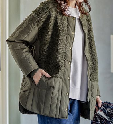 BELLUNA（ベルーナ）の「ボア切替キルトデザインミドル丈コート（ハーフコート）」