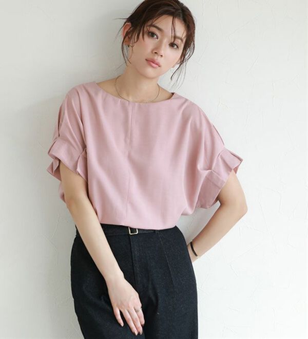 Pierrot（ピエロ）の「リネンライク前後２ＷＡＹ袖タックブラウス（ブラウス）」｜詳細画像