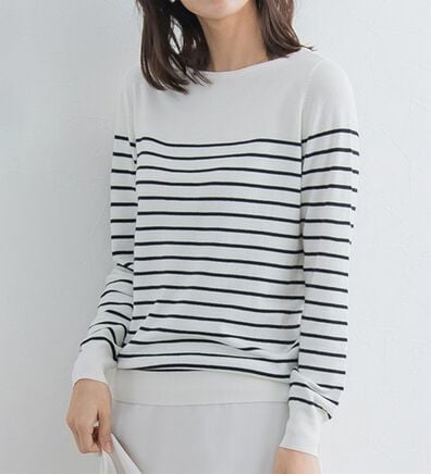 Pierrot（ピエロ）の「【洗濯機で洗える】ネックが選べるシルクタッチニット（ニット・セーター）」