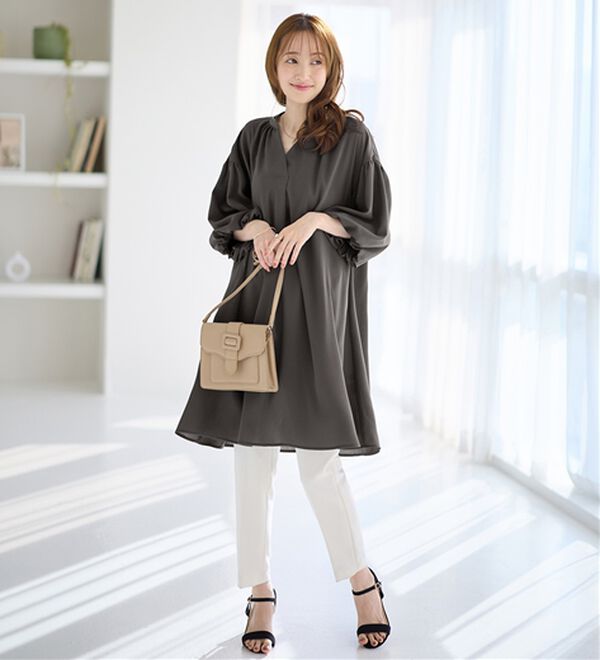 alotta（アロッタ）の「パフ袖とろみブラウスチュニックワンピース（チュニックワンピース）」｜詳細画像