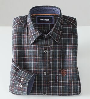 「＜ダンロップ・リファインド＞ぬくもりのウール入りシャツ（メンズシャツ）」｜ネイビー系